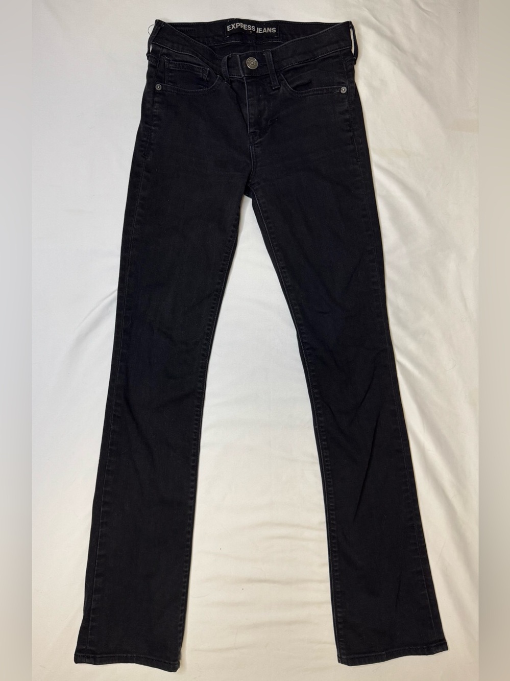 Express Barely Boot mid-rise black jeans (size 00R)